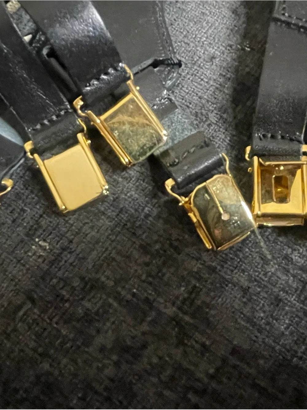 CHANEL Beige Logo Webbing Suspenders with Black Leather Connector